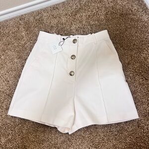 Zara Cream High-Waisted Women Shorts